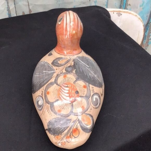 Vintage Mexican Hand-Painted Ceramic Duck Figurine Folk Art Decor - Picture 2 of 6